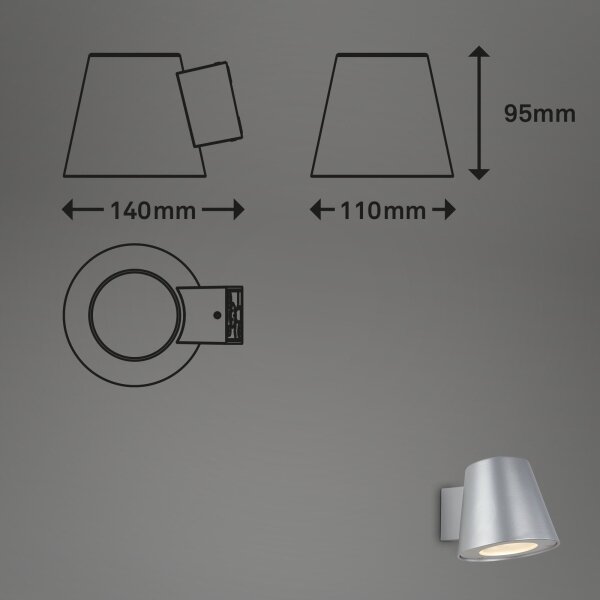 Aplică LED de exterior NEAPEL 1xGU10/4,9W/230V IP44 Briloner 3645-014