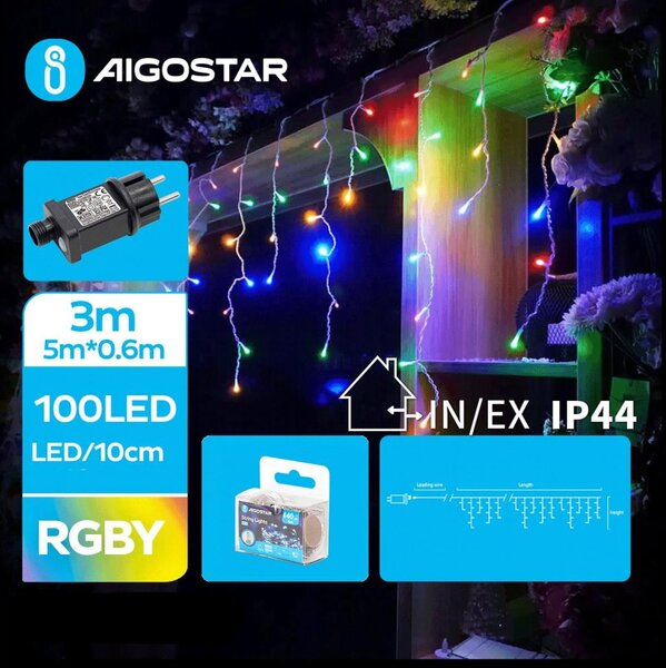 Aigostar - Ghirlandă LED pentru exterior, 100 LED-uri, 8 funcții, 8 x 0,6 m, IP44, multicoloră