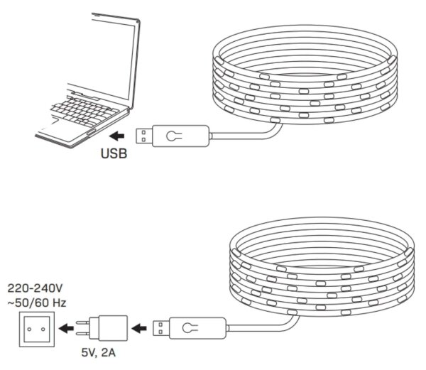 Ghirlandă LED RGB, 10 m, 10 W, 5 V, alimentare USB, cu telecomandă