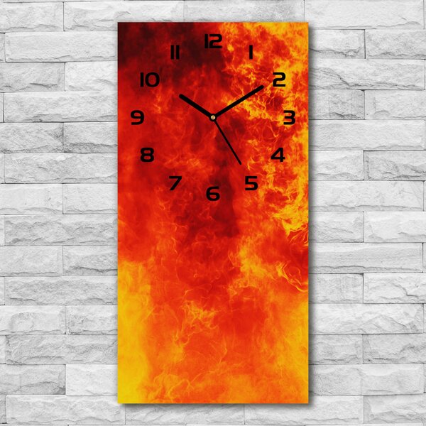 Ceas de sticlă pe perete vertical Flames