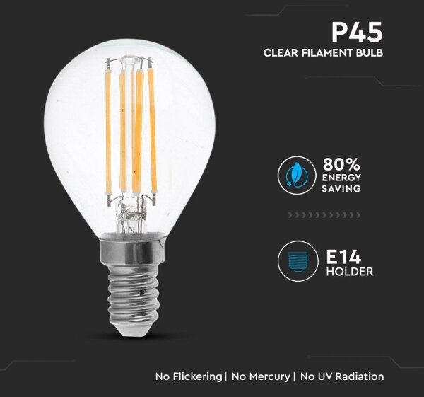 Bec LED FILAMENT P45 E14/4W/230V 4000K