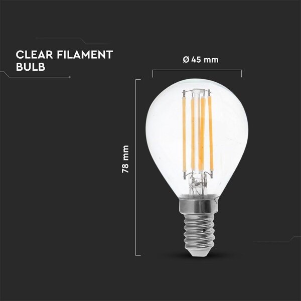 Bec LED FILAMENT P45 E14/6W/230V 2700K