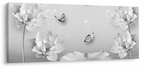 Tablou - Design flori și fluturi (120x50 cm)