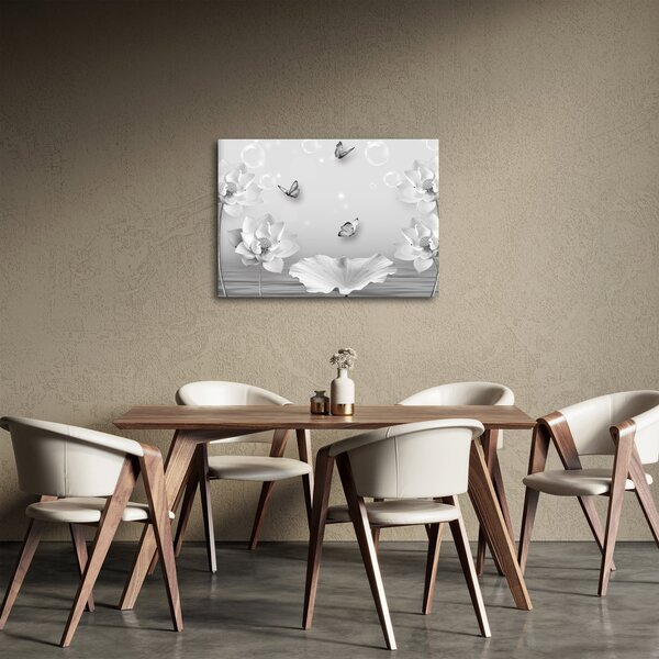 Tablou - Design flori și fluturi (70x50 cm)