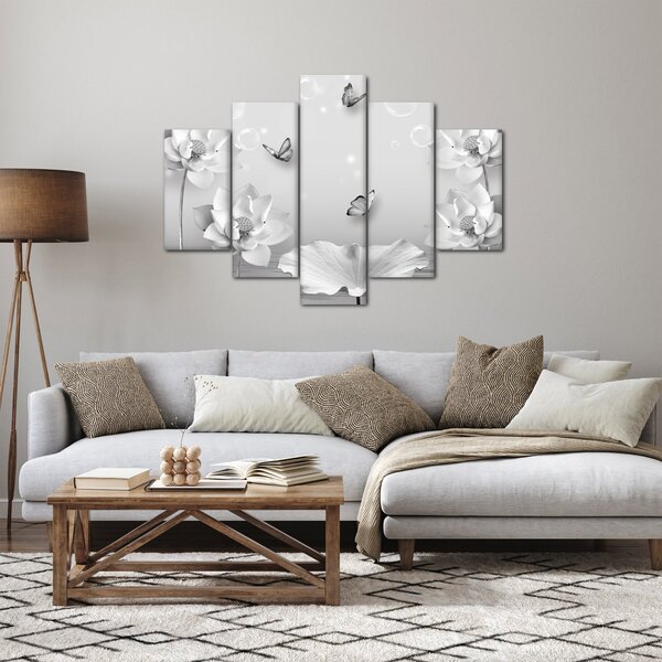 Tablou - Design flori și fluturi (150x105 cm)