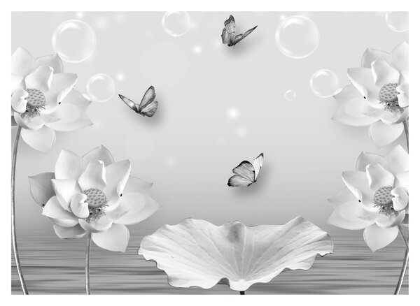 Tablou - Design flori și fluturi (70x50 cm)