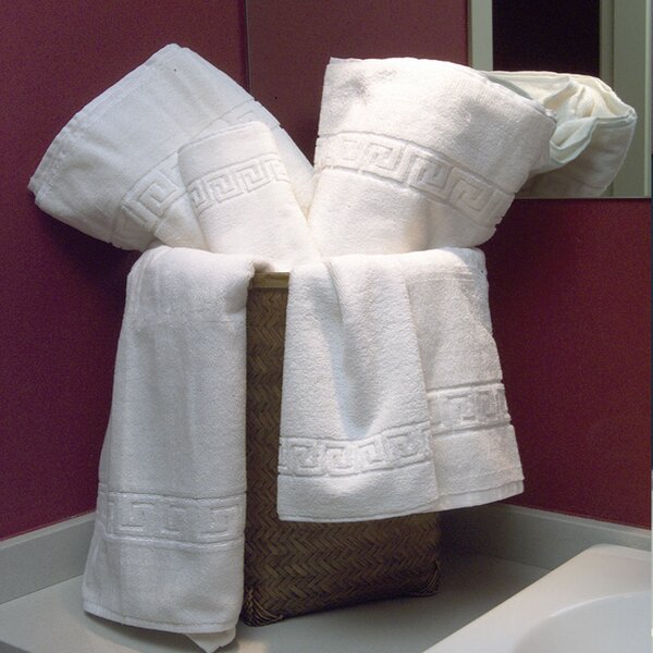 Prosop alb bumbac 100% Greek Border 30x50cm