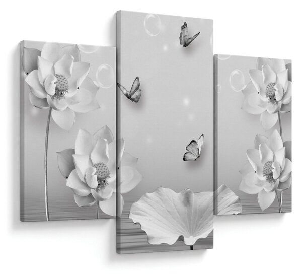 Tablou - Design flori și fluturi (90x60 cm)