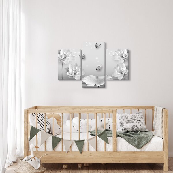 Tablou - Design flori și fluturi (90x60 cm)