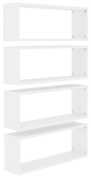 Rafturi de perete cub, 4 bucăți, alb, 60x15x23 cm, PAL