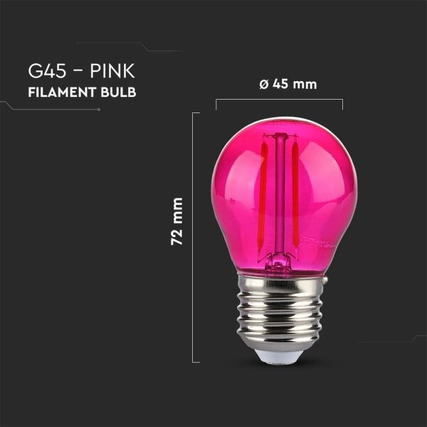 Bec LED FILAMENT G45 E27/2W/230V roz