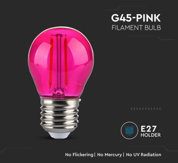 Bec LED FILAMENT G45 E27/2W/230V roz