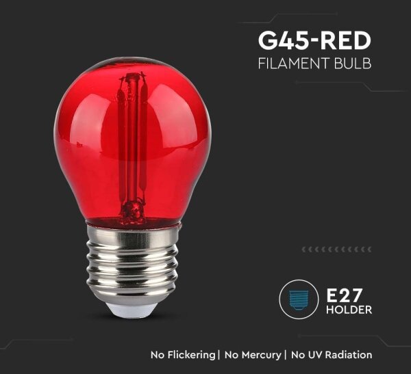 Bec LED FILAMENT G45 E27/2W/230V roșu