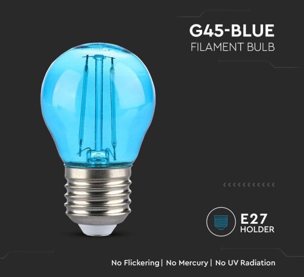 Bec LED FILAMENT G45 E27/2W/230V albastru