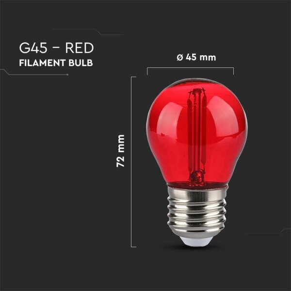 Bec LED FILAMENT G45 E27/2W/230V roșu