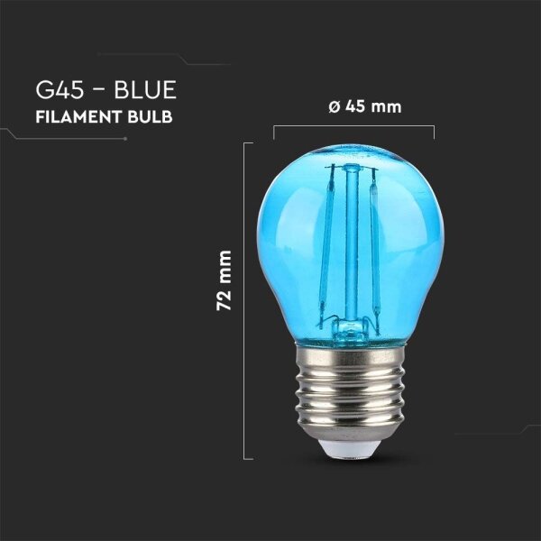 Bec LED FILAMENT G45 E27/2W/230V albastru