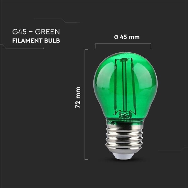 Bec LED FILAMENT G45 E27/2W/230V verde