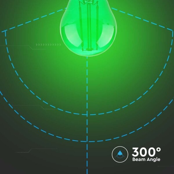 Bec LED FILAMENT G45 E27/2W/230V verde