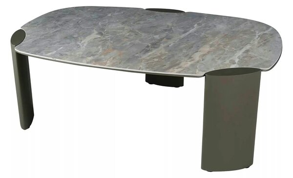 Măsuță cafea ADORO A, gri lucios/cupru, ceramică/metal/MDF, 118x75x43
