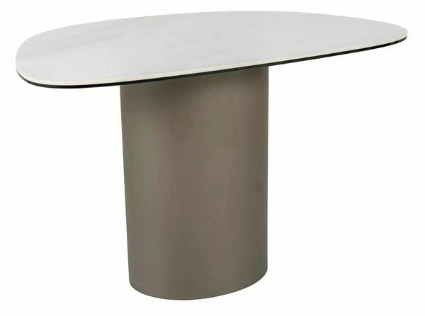 Măsuță cafea BELLO B, alb lucios/cupru, sticlă securizată/ceramică/met