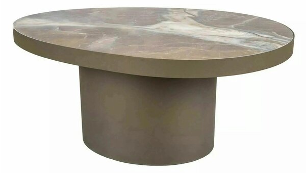 Măsuță cafea GUSTO B, maro lucios/cupru, ceramică/metal, 98x73x43 cm