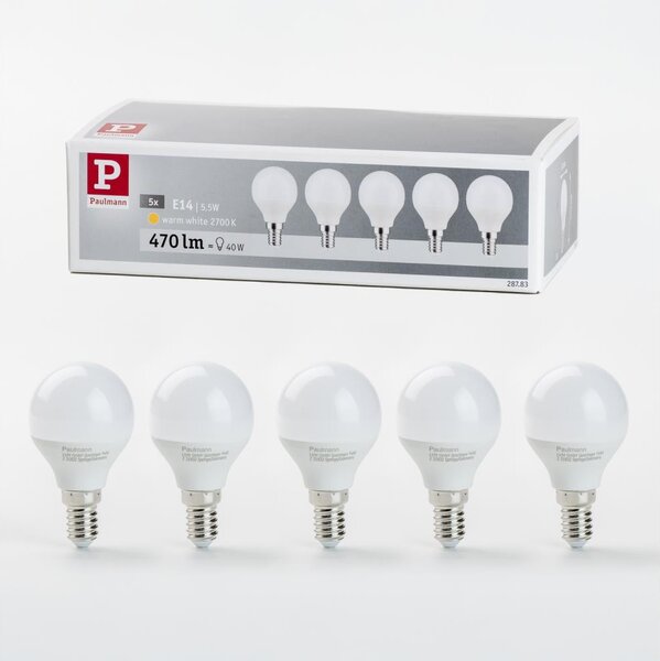 SET 5x bec LED Paulmann 28783 E14/5,5W/230V 2700K