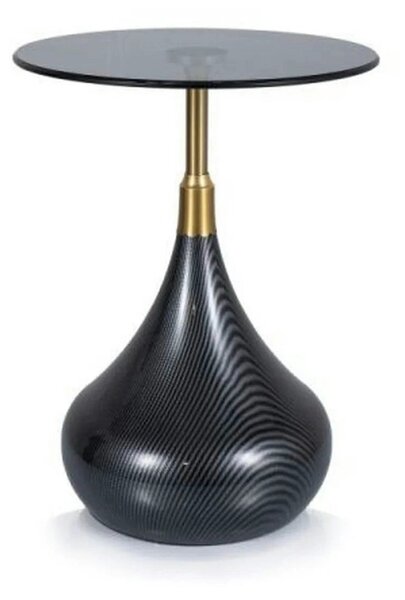 Masuta TAURUS, negru/auriu, sticla/metal, 40x40x54 cm