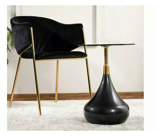Masuta TAURUS, negru/auriu, sticla/metal, 40x40x54 cm