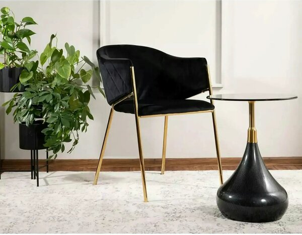 Masuta TAURUS, negru/auriu, sticla/metal, 40x40x54 cm