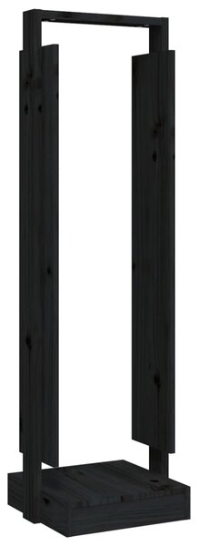 Suport pentru bușteni, negru, 33,5x30x110 cm, lemn masiv pin