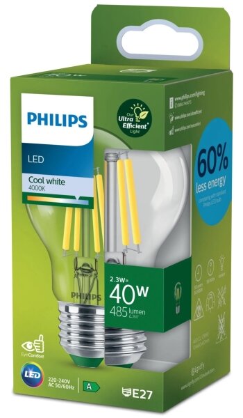 Bec LED VINTAGE Philips A60 E27/2,3W/230V 4000K
