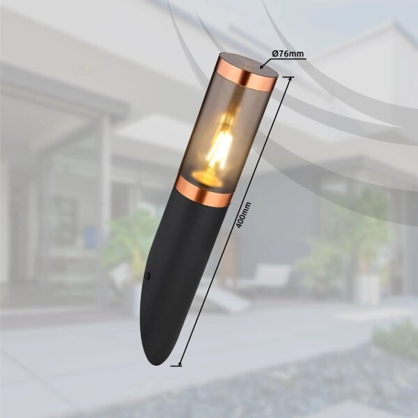Aplică de exterior Globo 3157BC BOSTON 1xE27/23W/230V IP44 negru/cupru