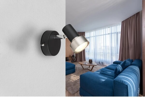 Spot de perete Globo 57917-1N MASON 1xGU10/25W/230V negru/argintiu