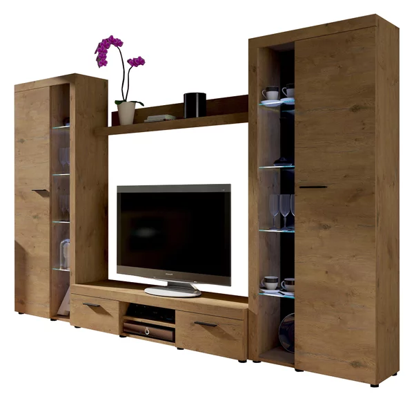 Mobilier living Rudby XL (Stejar lefkas) (fără iluminat). 610111