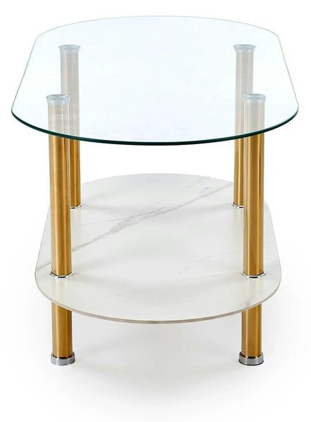 Masuta DUCAT, transparent/auriu, sticla/otel, 100x50x51 cm