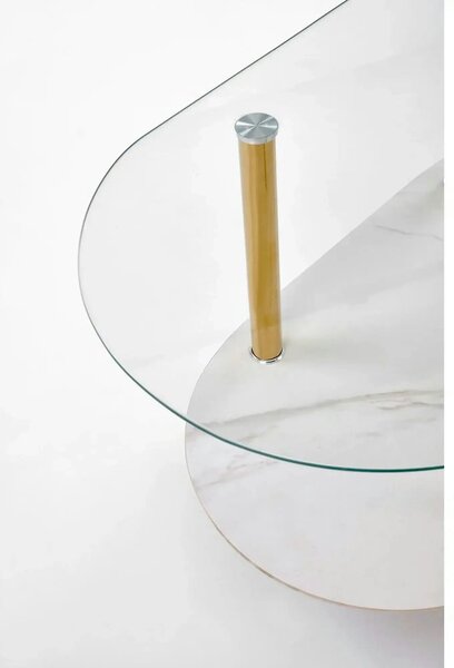 Masuta DUCAT, transparent/auriu, sticla/otel, 100x50x51 cm