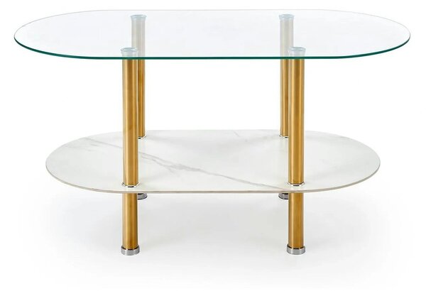 Masuta DUCAT, transparent/auriu, sticla/otel, 100x50x51 cm