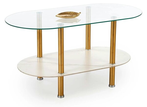 Masuta DUCAT, transparent/auriu, sticla/otel, 100x50x51 cm