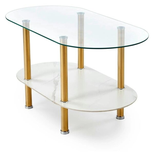 Masuta DUCAT, transparent/auriu, sticla/otel, 100x50x51 cm