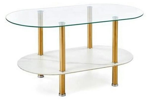 Masuta DUCAT, transparent/auriu, sticla/otel, 100x50x51 cm