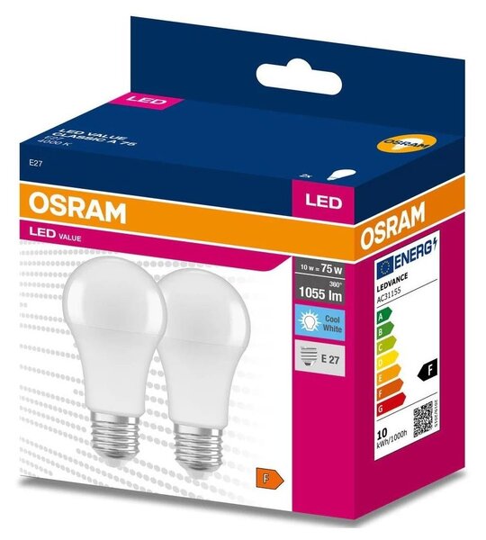 SET 2x bec LED Osram A60 E27/10W/230V 4000K