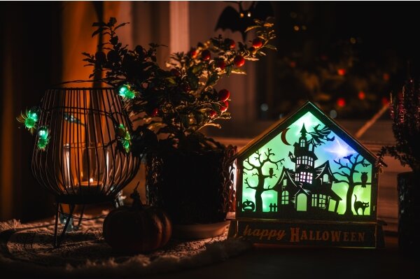 Decorațiune LED HALLOWEEN Retlux LED/2xAA/multicolor casă bântuită