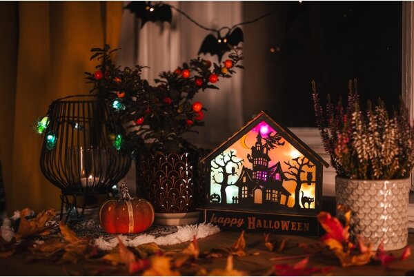 Decorațiune LED HALLOWEEN Retlux LED/2xAA/multicolor casă bântuită