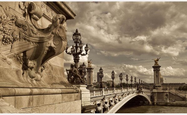 Fototapet. Podul Alexandru III peste Sena, Paris. Imagine Vintage. Art.060092