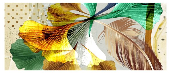 Tablou - Frunze cu pană (120x50 cm)