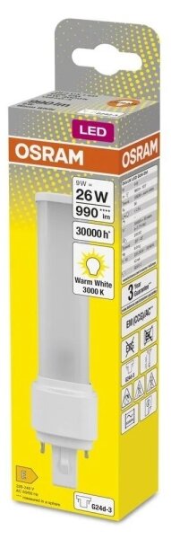 Bec LED Osram G24d-3/9W/230V 3000K