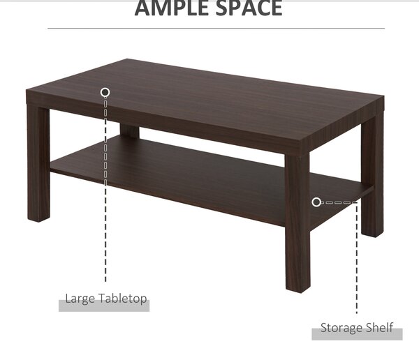 HOMCOM Masă de Cafea din Lemn Stil Castanie, Mobilier Living Modern, 90x45x40.5cm | Aosom Romania