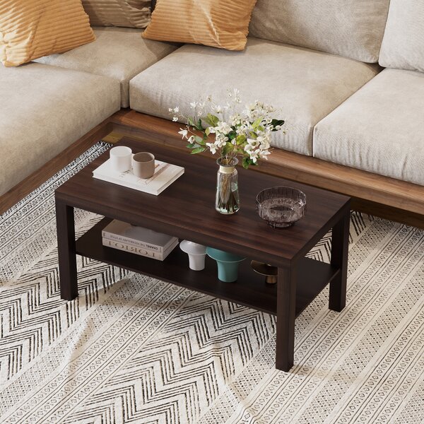HOMCOM Masă de Cafea din Lemn Stil Castanie, Mobilier Living Modern, 90x45x40.5cm | Aosom Romania