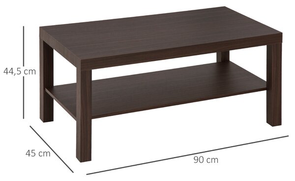 HOMCOM Masă de Cafea din Lemn Stil Castanie, Mobilier Living Modern, 90x45x40.5cm | Aosom Romania