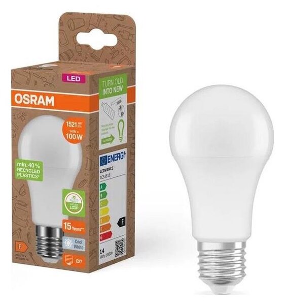 Bec LED produs din plastic reciclat Osram A100 E27/14W/230V 4000K